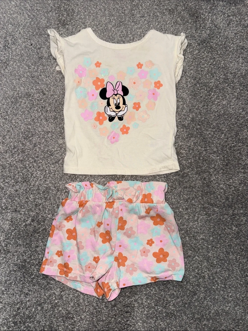 Disney Minnie Mouse Cream and Pink Floral Kids Set